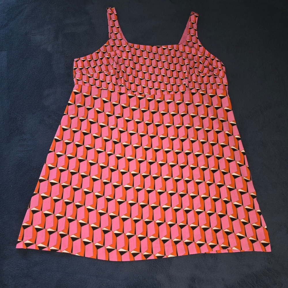 Diane von Furstenberg Pink Orange Geometric Cube Shiftβ Dress Plus Size 26